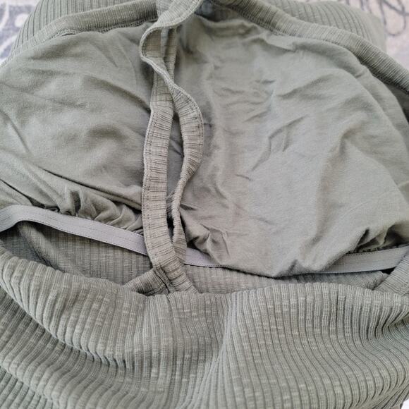 Old Navy 3X Ribbed Maxi Dress Green Halter Neck Alpine Tundra Shelf‎ Bra Casual - Picture 13 of 15